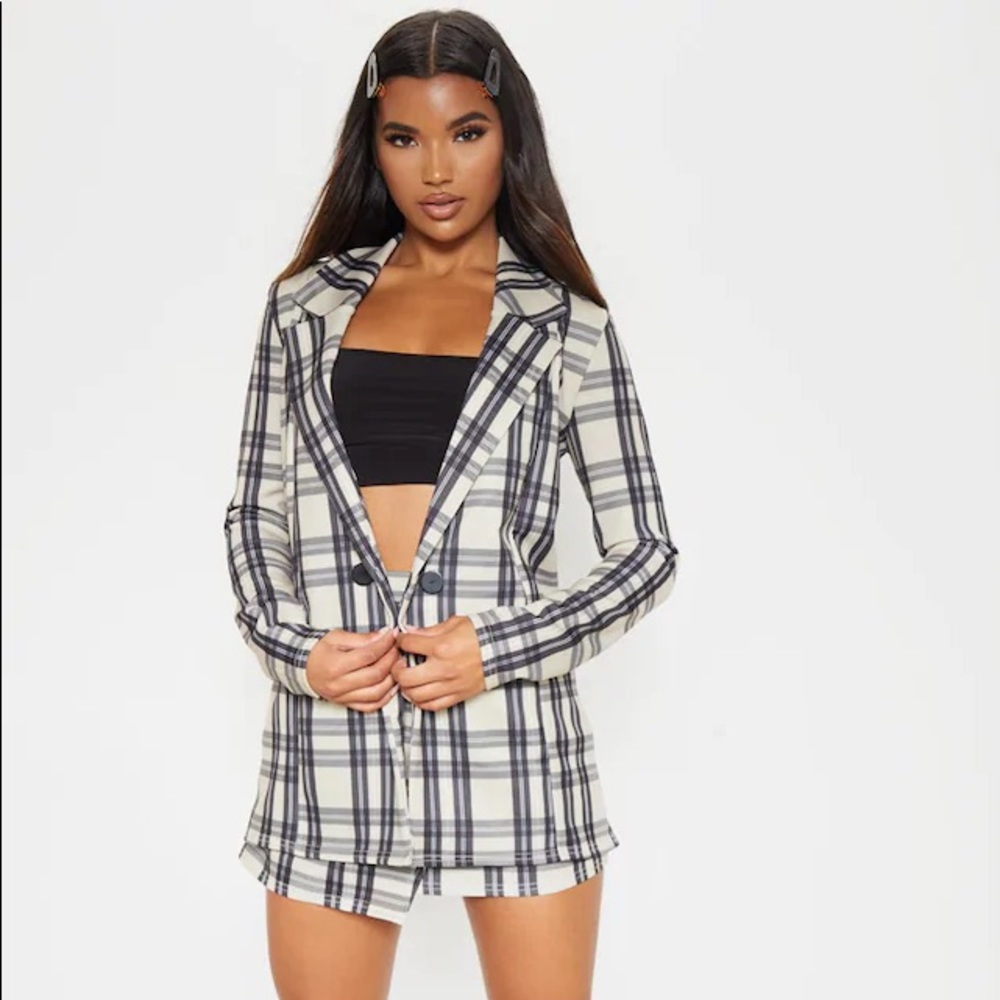 Plaid Blazer & Skirt Set